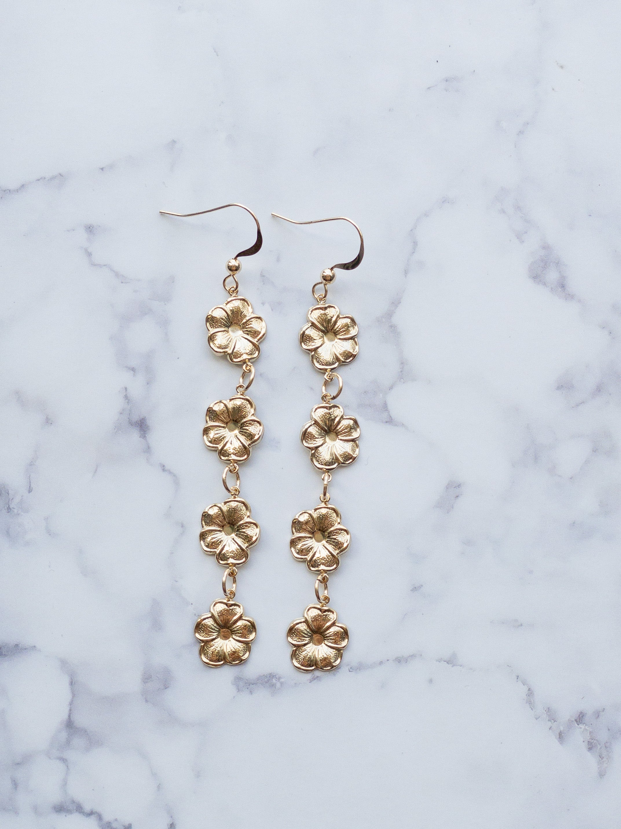 XL Gold Filled Flower Drop Earrings