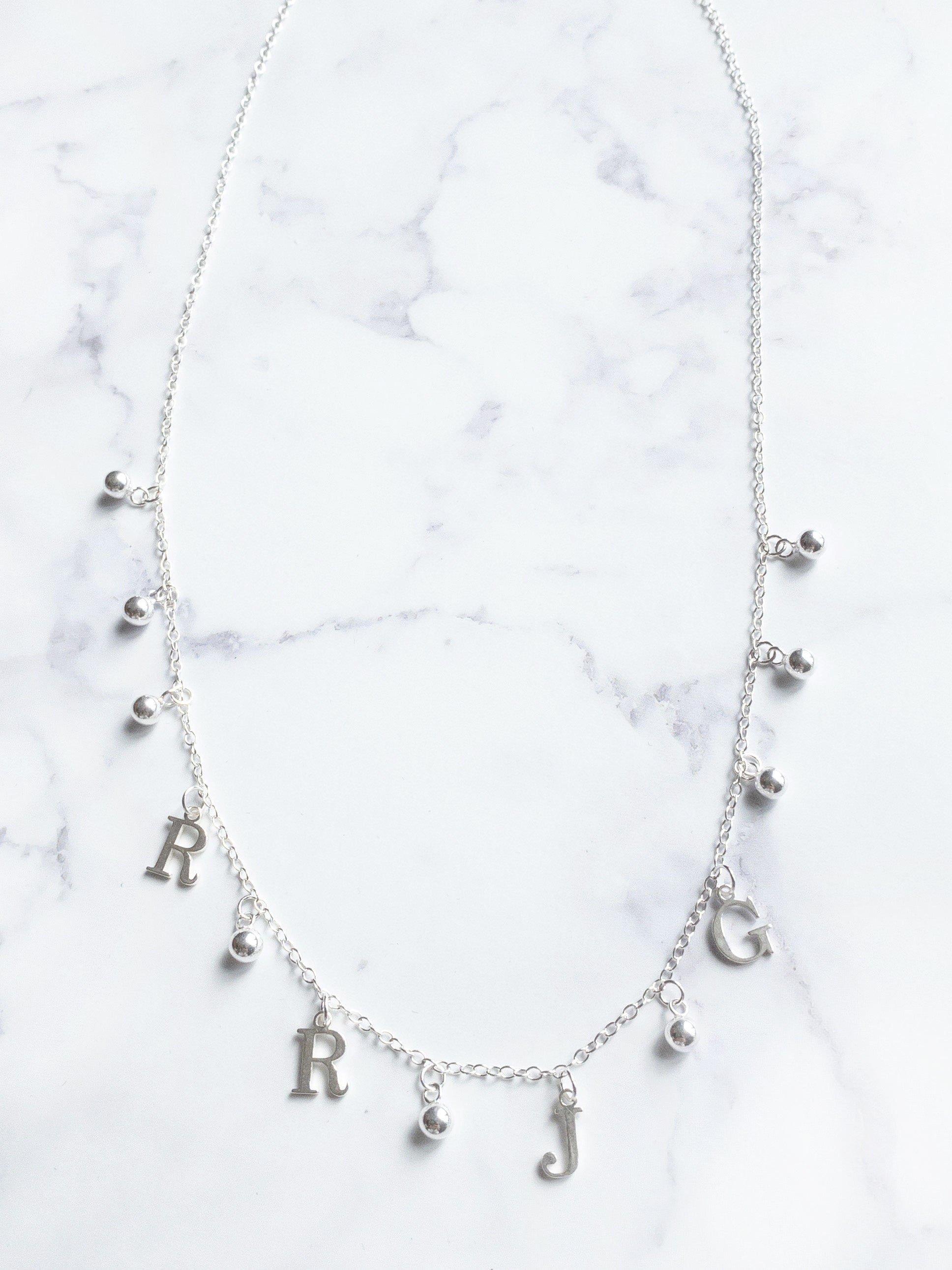 Personalised Silver Multiple Beaded Charm Necklace