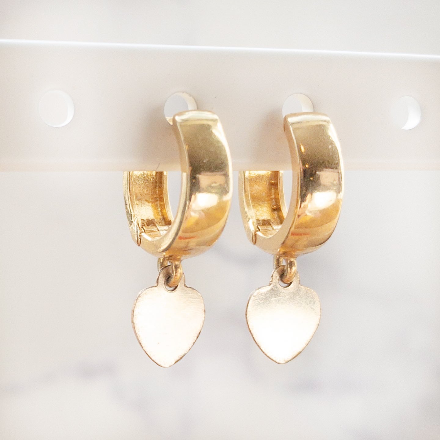 Gold Vermeil Chubby Hoops with Hearts