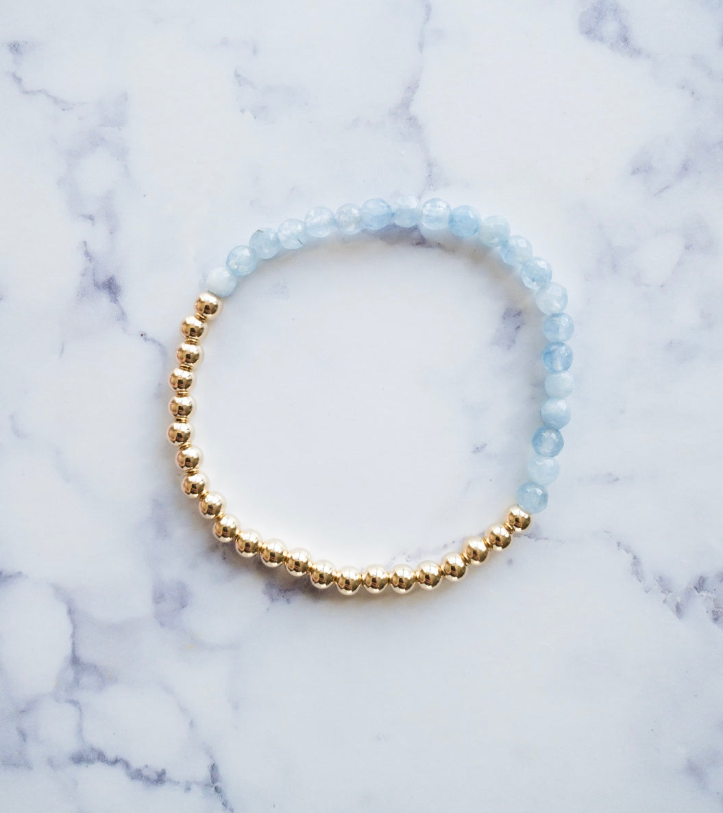 Blue Gemstone Beaded Stretch Bracelet